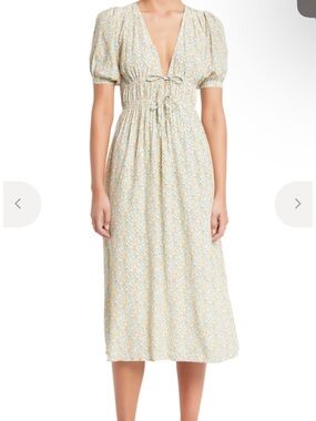 Faithfull the Brand Yellow Floral Midi Dress